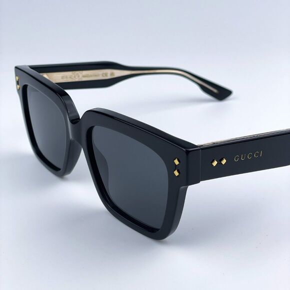 NEW Gucci GG1084S 001 Black Grey Square Unisex Sunglasses - Picture 8 of 15